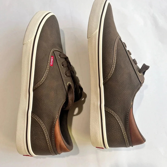 Levis Strauss slip on lace up shoes flat van style brown men 9 comfort tennishoe - Picture 5 of 8